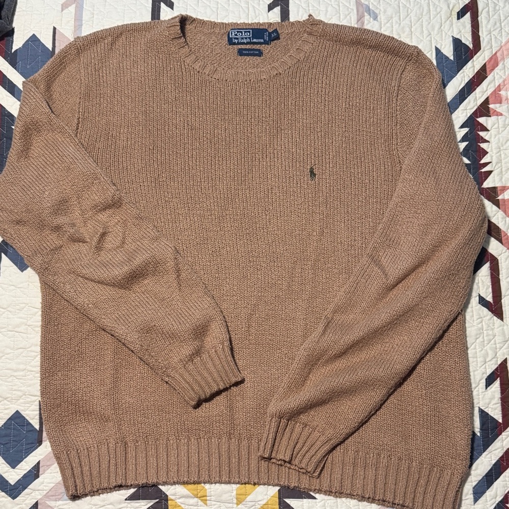 Polo by Ralph Lauren Men's Crewneck Sweater in Tan